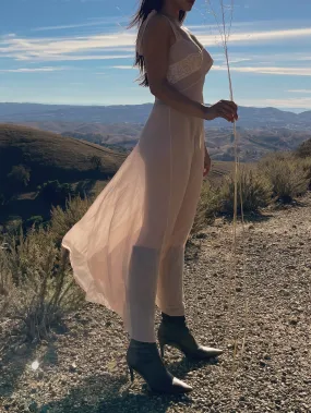 1930s Blush Pink Chiffon Tie Strap Slip Dress