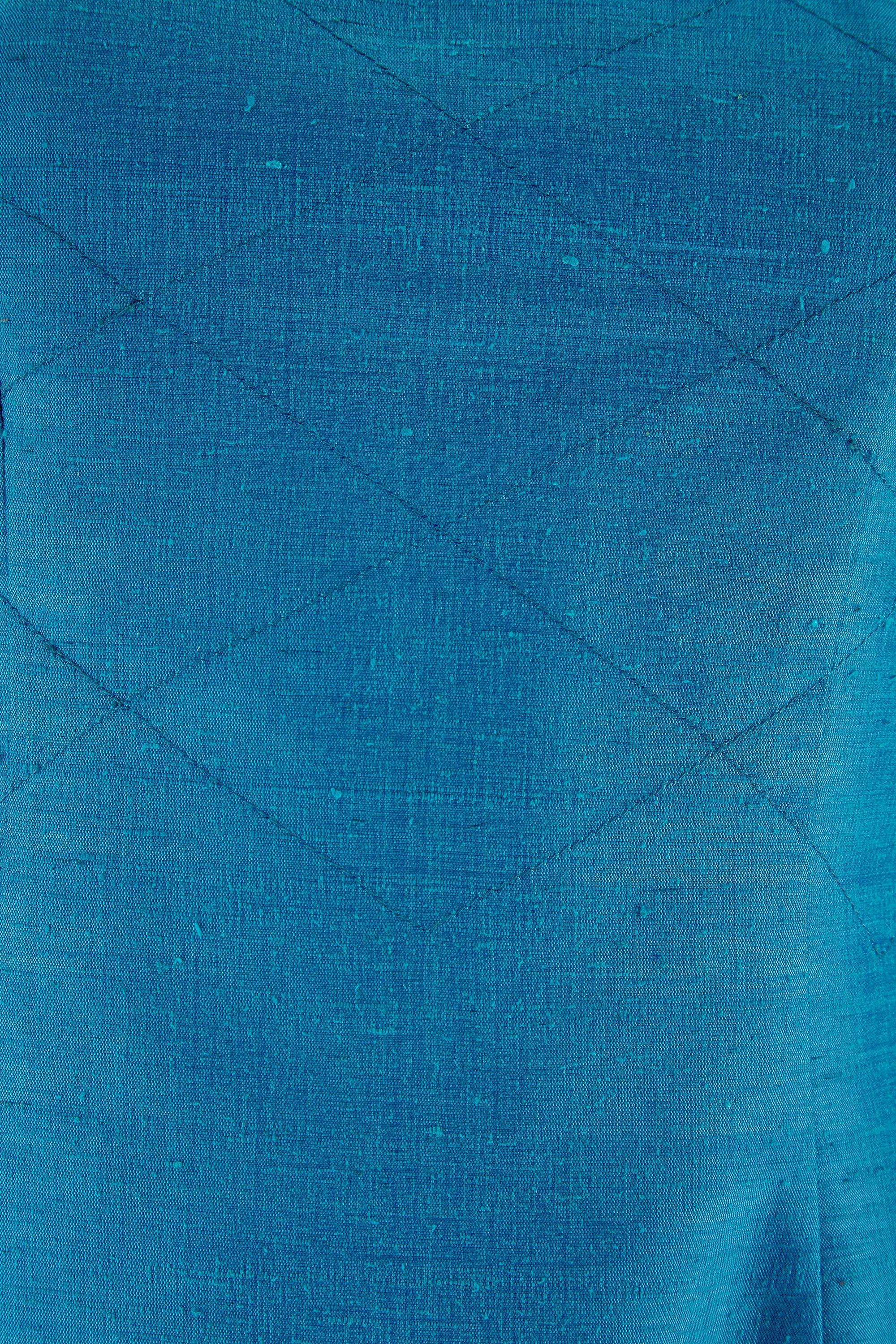 1960s Tony Armstrong Raw Silk Turquoise Dress