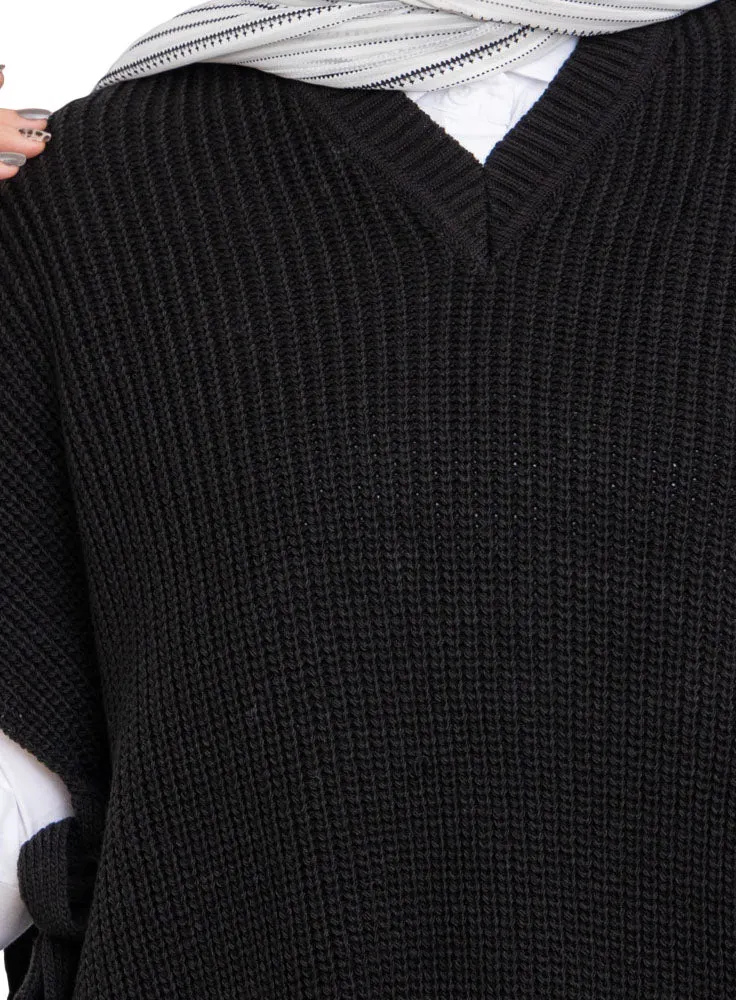 Black Cut Belt Pullover