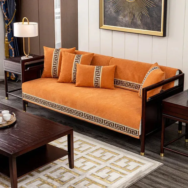 Chenille sofa cushion non-slip four seasons universal solid color simple fabric sofa towel cover