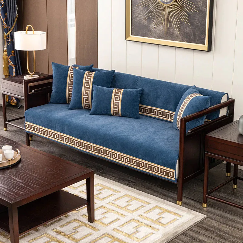 Chenille sofa cushion non-slip four seasons universal solid color simple fabric sofa towel cover