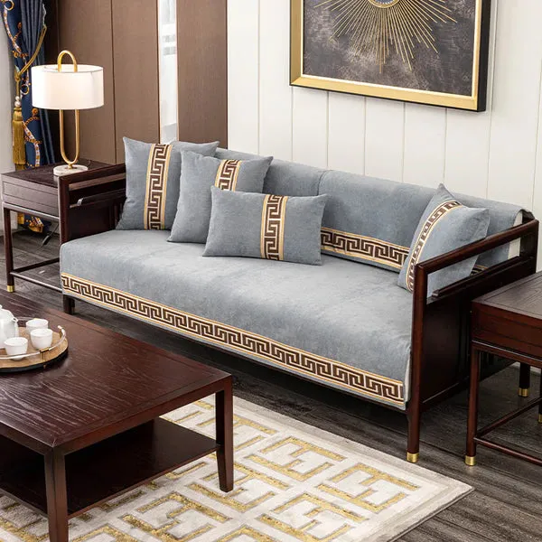 Chenille sofa cushion non-slip four seasons universal solid color simple fabric sofa towel cover