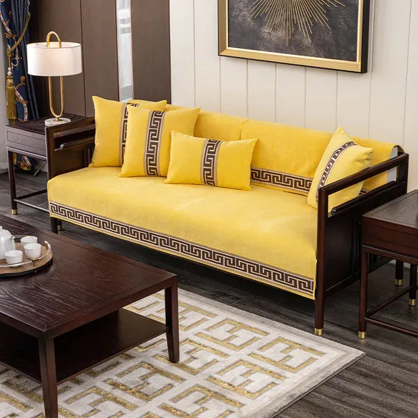 Chenille sofa cushion non-slip four seasons universal solid color simple fabric sofa towel cover