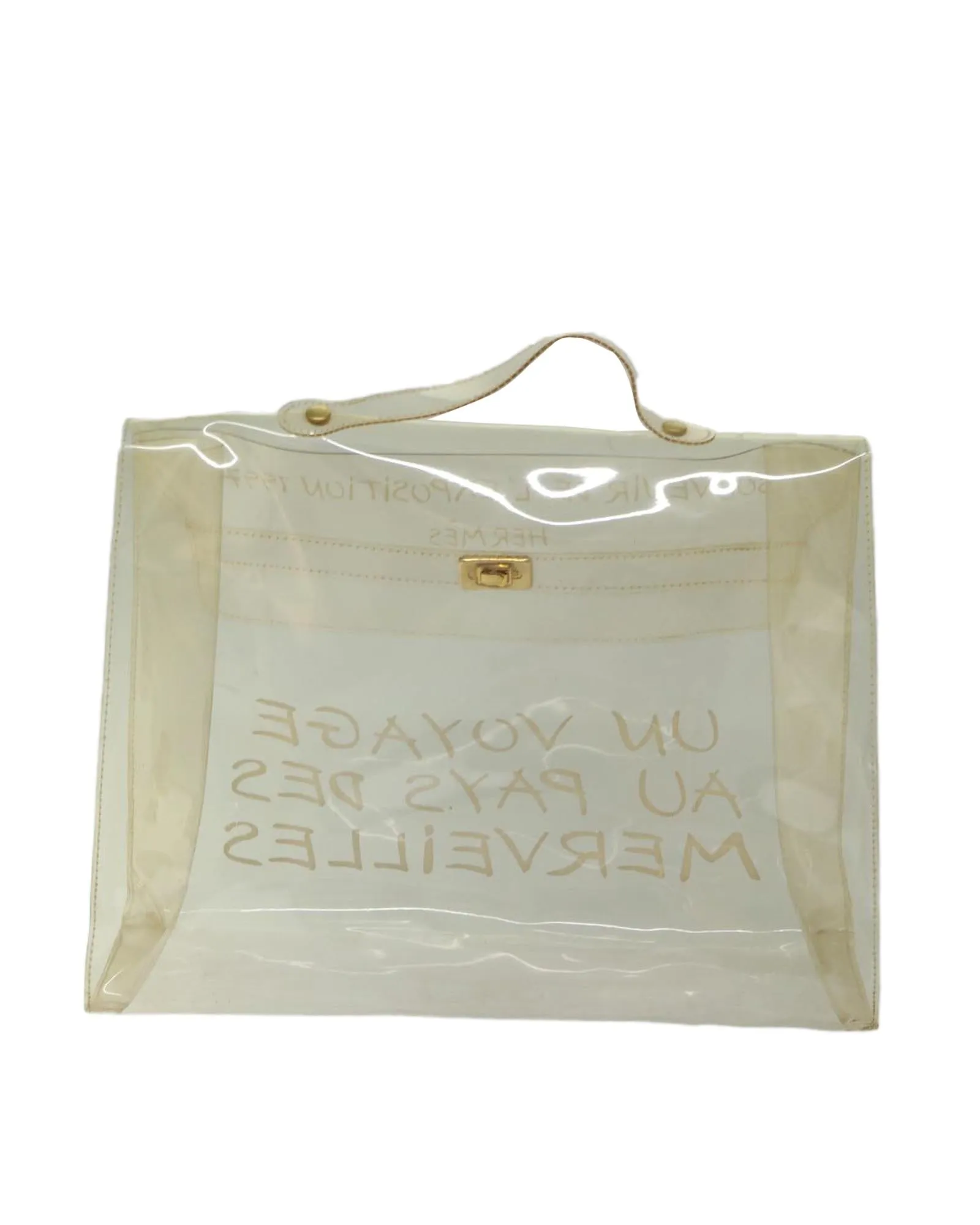 Clear Vinyl Handbag with Kelly-inspired Design by Luxury Designer
