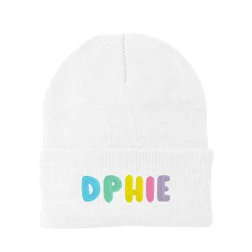 Delta Phi Epsilon Bubble Embroidered Beanie - DPHIE Pastel