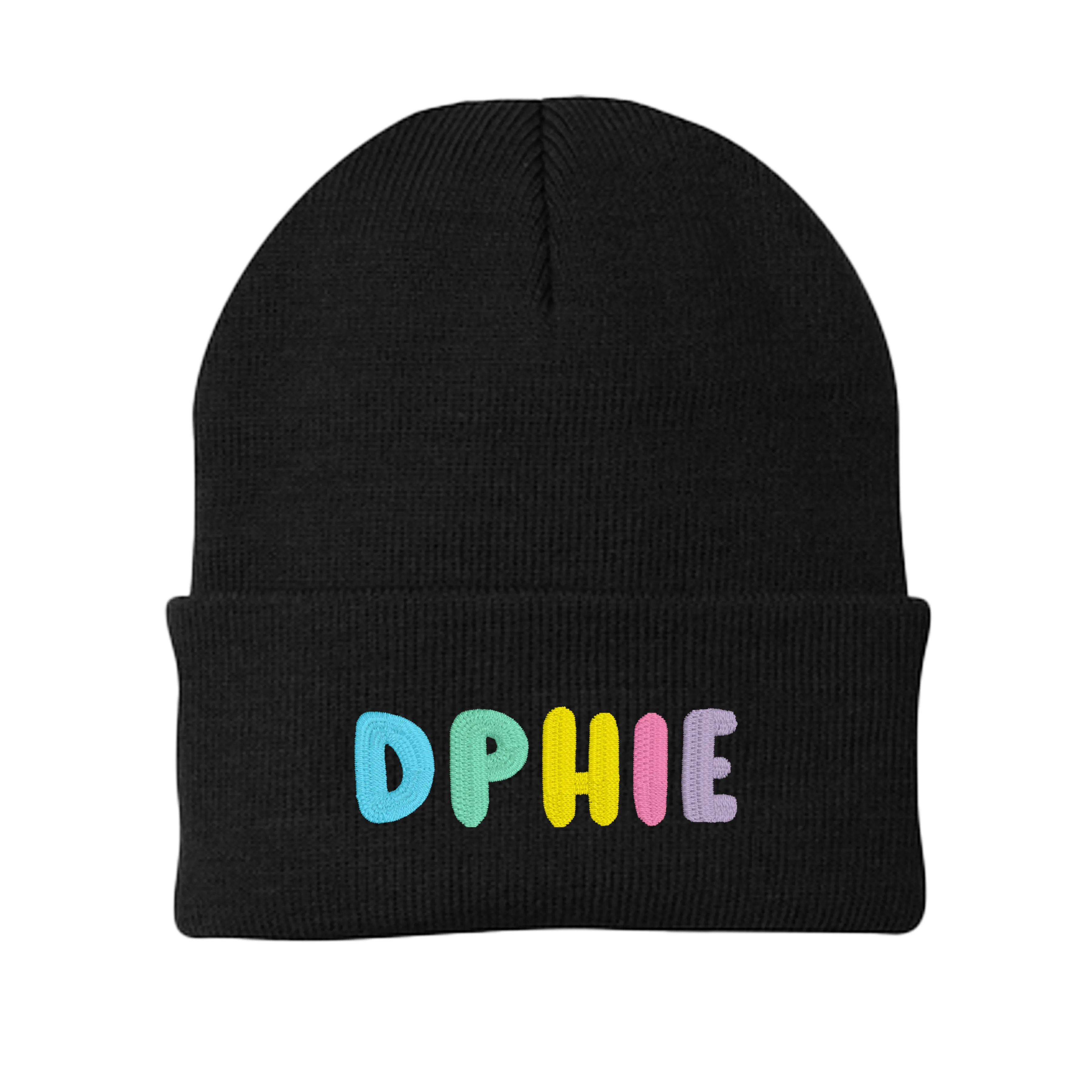 Delta Phi Epsilon Bubble Embroidered Beanie - DPHIE Pastel