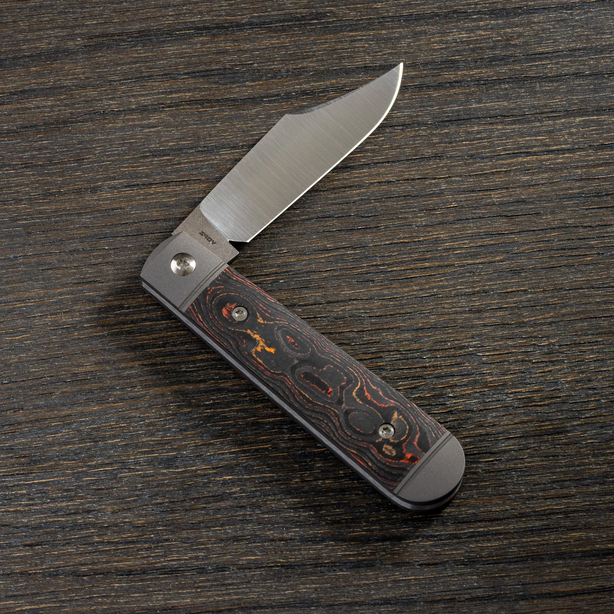 Jack Wolf Knives Big Bro Jack CamoCarbon Sunset Orange Slip Joint Folding Knife