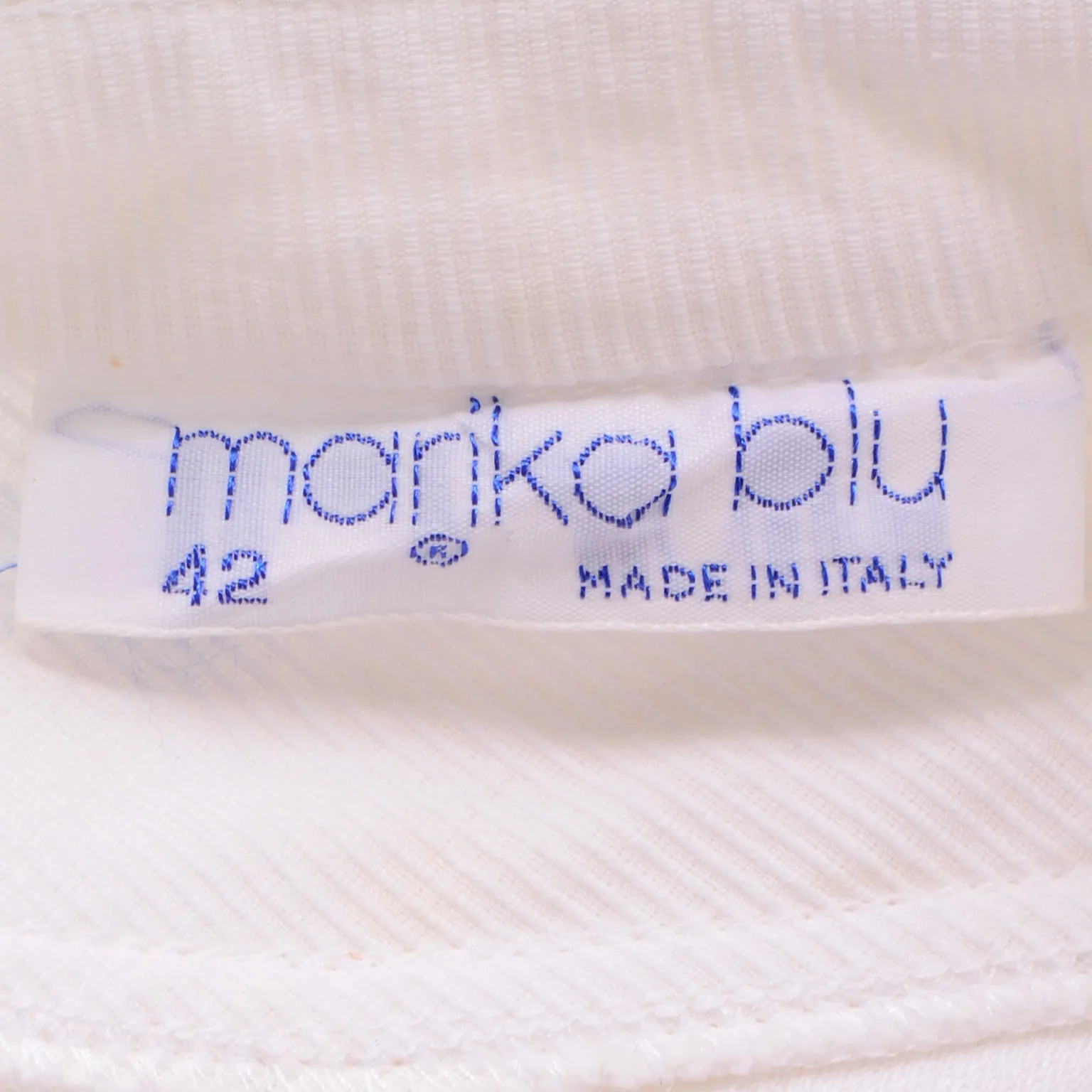 Marika Blu Vintage Cotton Linen White Dress Made in Italy