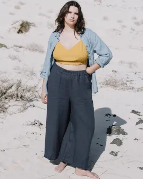 R: Maxi WELS wide leg linen pants (Size: M/L; Color: Vintage Green)