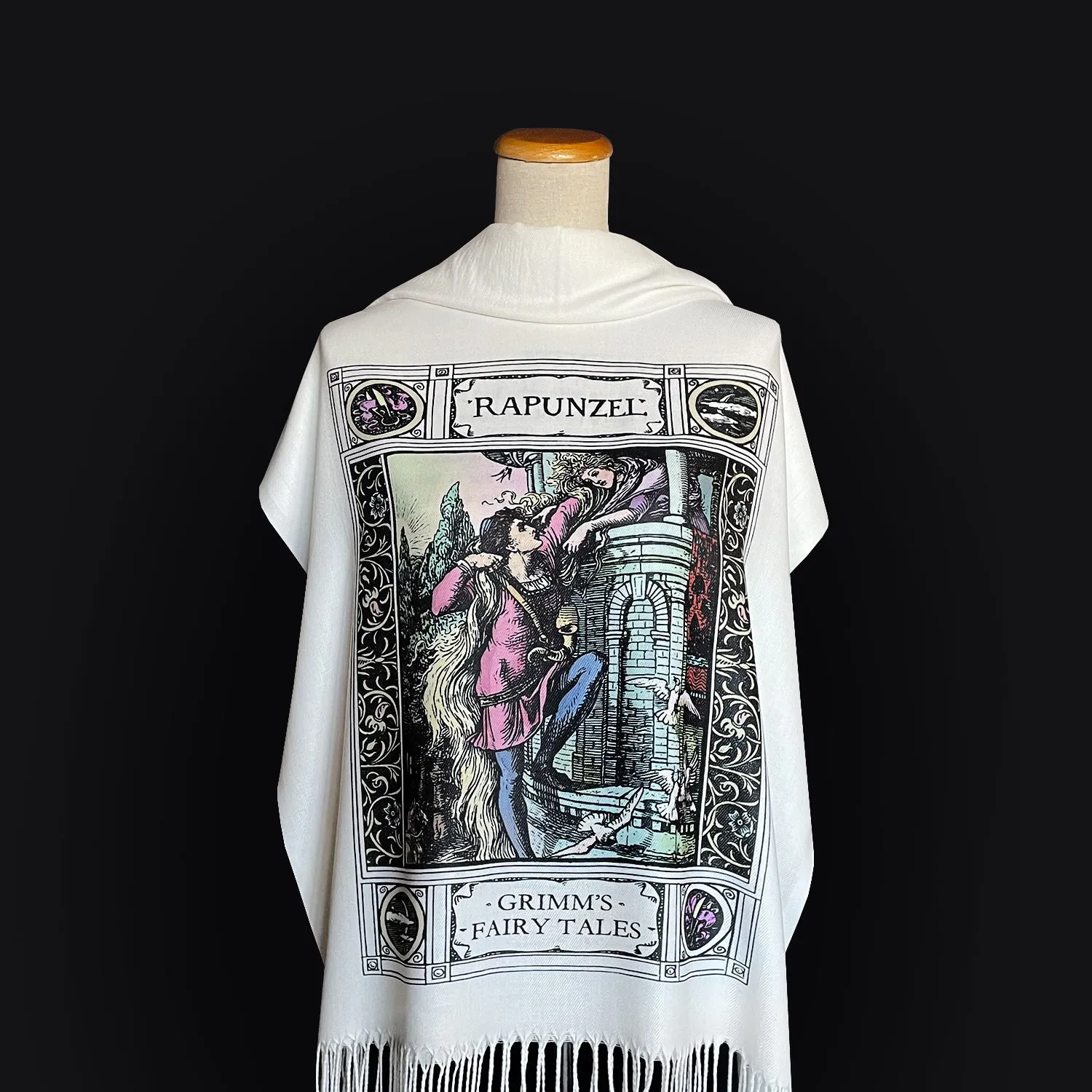 Rapunzel Scarf Shawl Wrap, Book Scarf, Literary Scarf, Classic Literature, Brothers Grimm Fairy Tale, Cozy Gift for Book Lovers