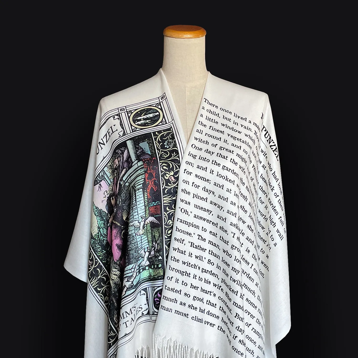 Rapunzel Scarf Shawl Wrap, Book Scarf, Literary Scarf, Classic Literature, Brothers Grimm Fairy Tale, Cozy Gift for Book Lovers