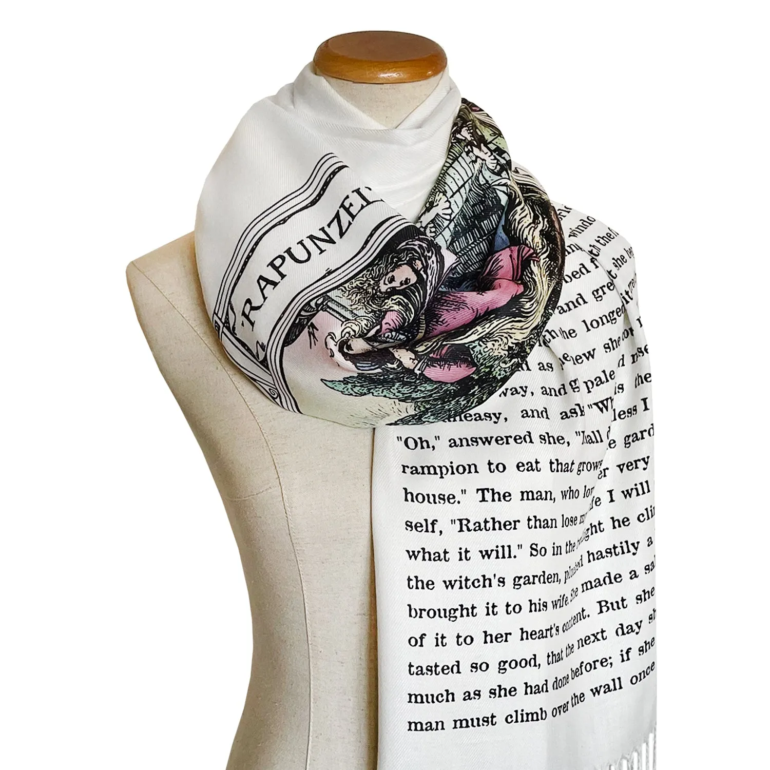 Rapunzel Scarf Shawl Wrap, Book Scarf, Literary Scarf, Classic Literature, Brothers Grimm Fairy Tale, Cozy Gift for Book Lovers