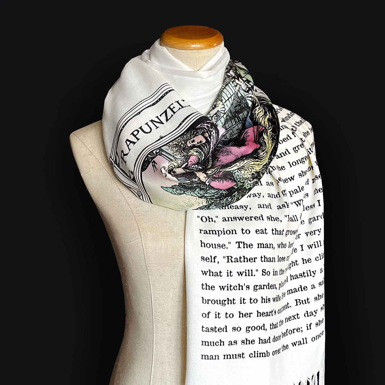 Rapunzel Scarf Shawl Wrap, Book Scarf, Literary Scarf, Classic Literature, Brothers Grimm Fairy Tale, Cozy Gift for Book Lovers