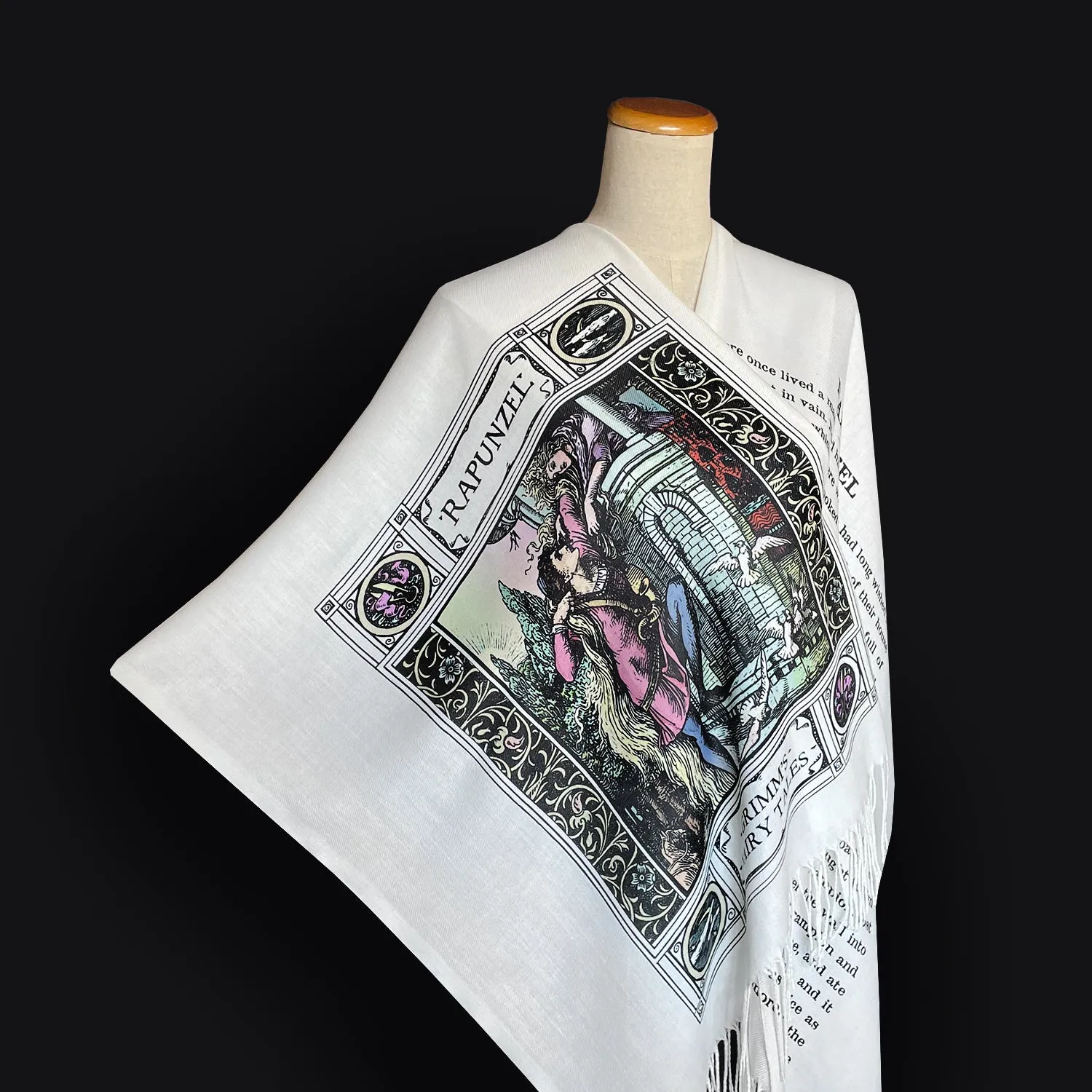 Rapunzel Scarf Shawl Wrap, Book Scarf, Literary Scarf, Classic Literature, Brothers Grimm Fairy Tale, Cozy Gift for Book Lovers