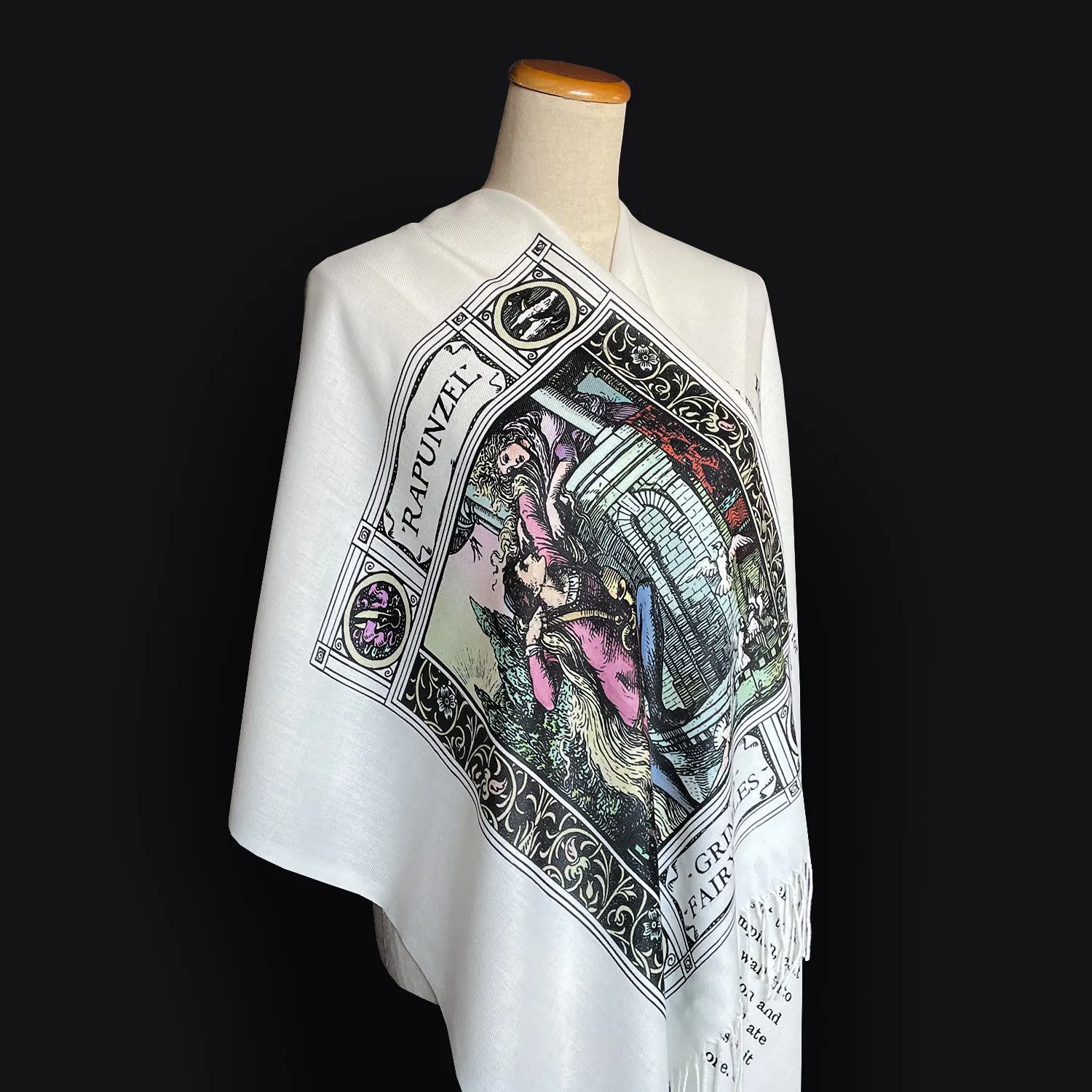 Rapunzel Scarf Shawl Wrap, Book Scarf, Literary Scarf, Classic Literature, Brothers Grimm Fairy Tale, Cozy Gift for Book Lovers