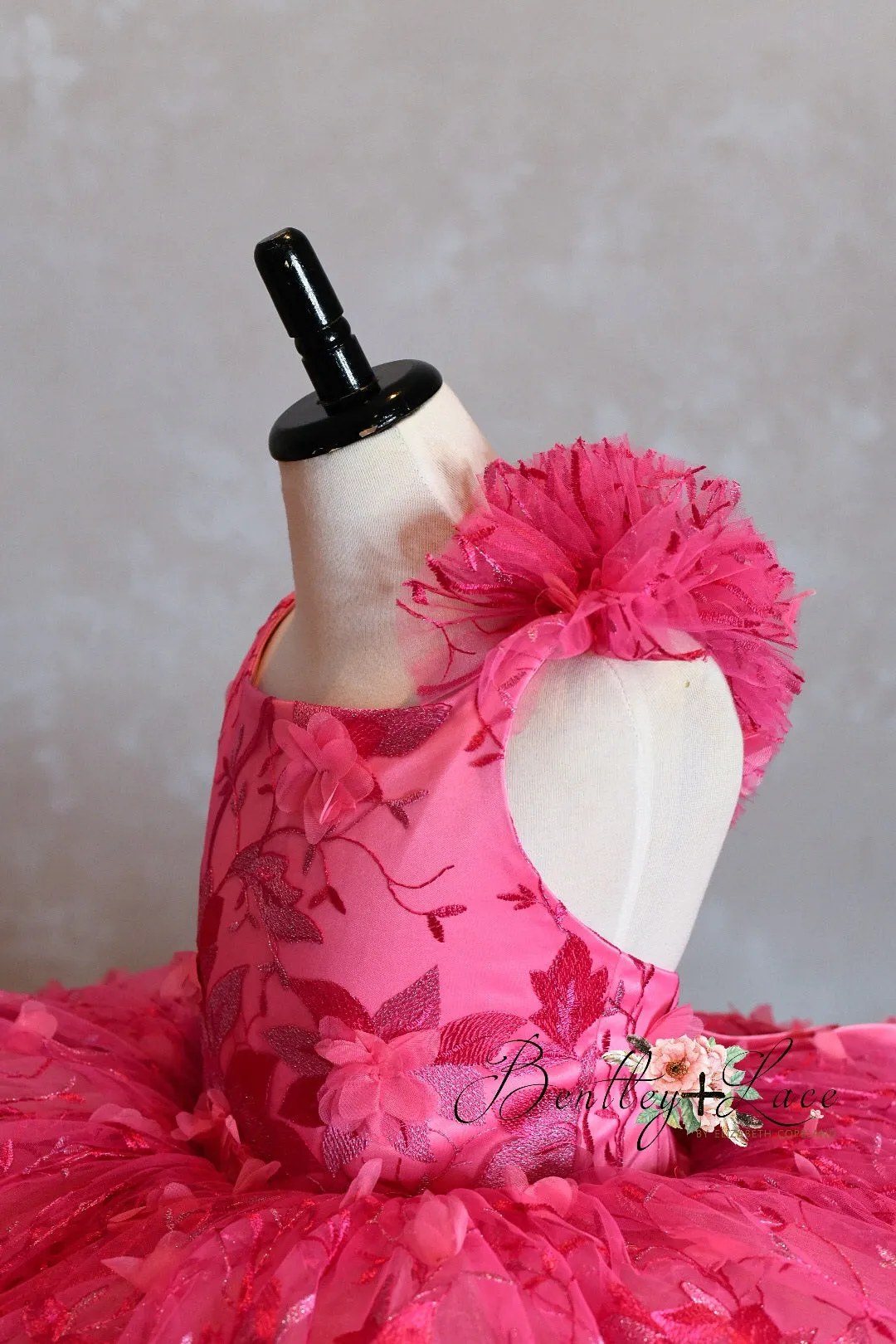Retired rental euc "Samantha" One Shoulder Ruffle - shades of Pink-  Dress Petal Short Length Dress ( 7 Year - Petite 8 Year)