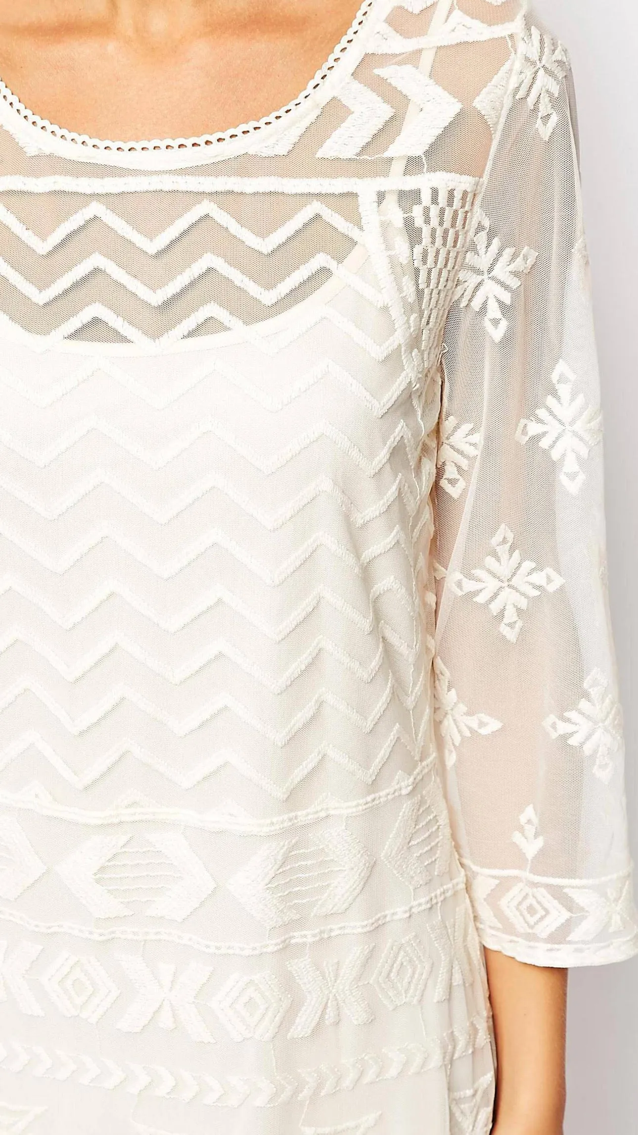 Revolve Embroidered Mesh Boho Dress (M)