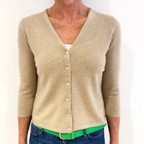 Sand Beige Cashmere V-Neck Cardigan Small Petite