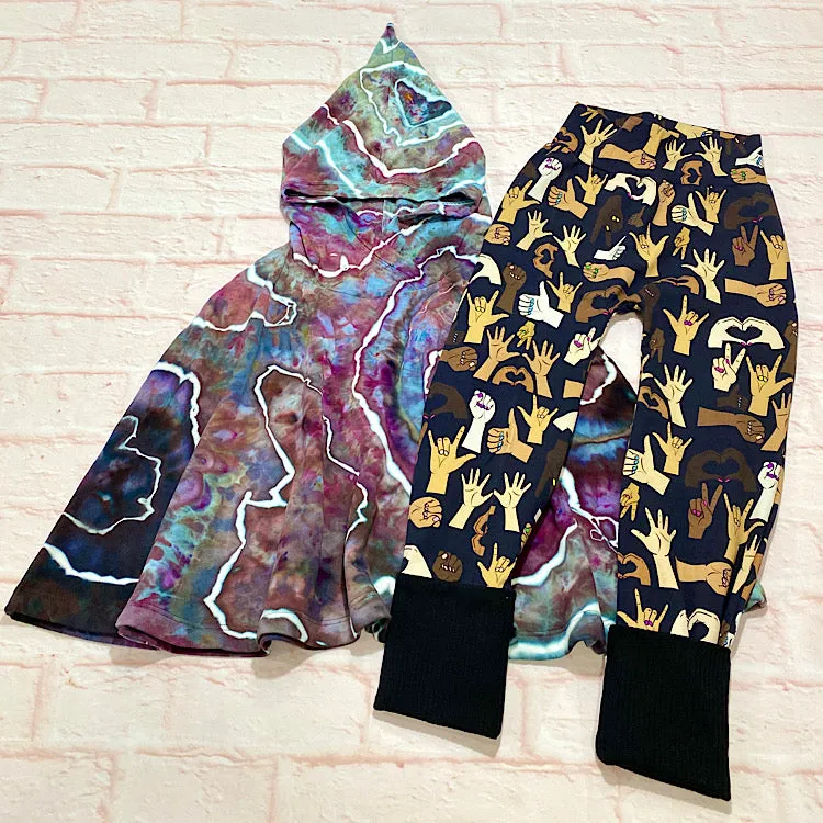 Size Large (6-9y) Winter Poncho - ICE-DYED Geode