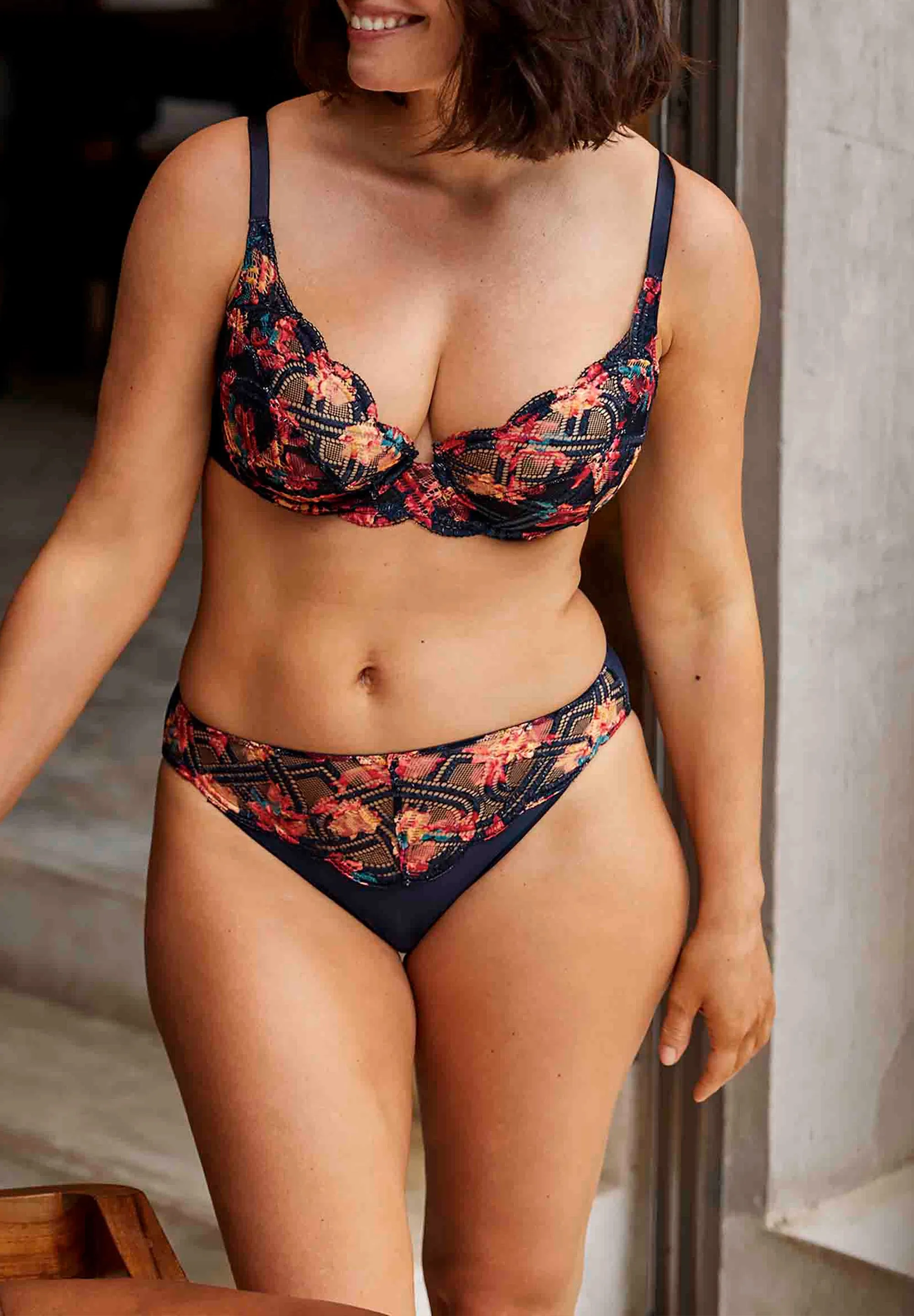 Slip Elise Fantaisy Imprimé Bleu Marine & Fleurs