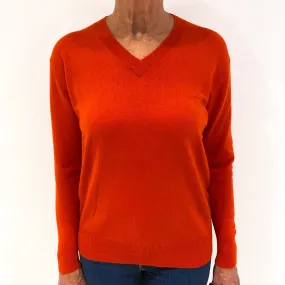 Tangerine Orange Slouchy Cashmere Crew Neck Jumper Medium