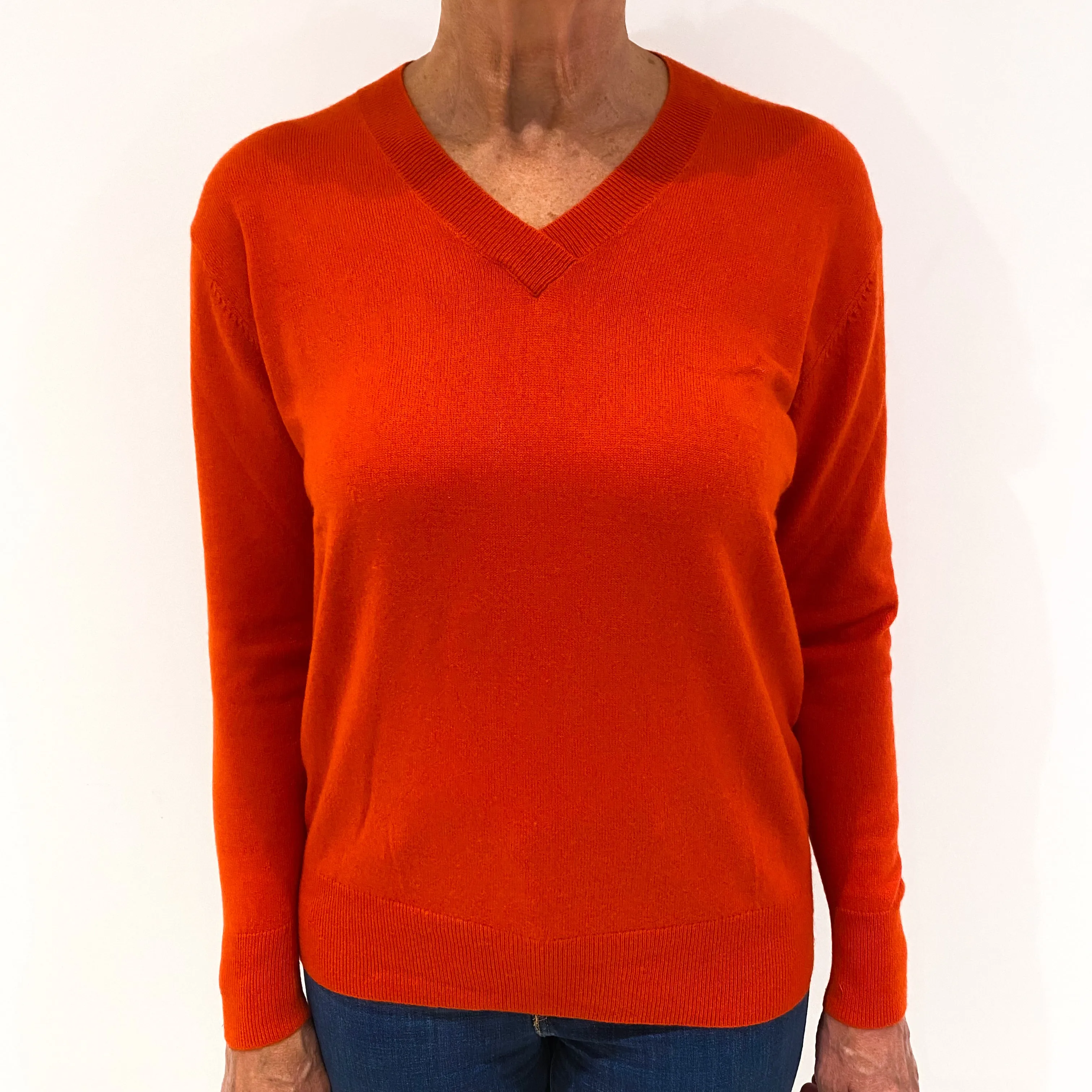 Tangerine Orange Slouchy Cashmere Crew Neck Jumper Medium
