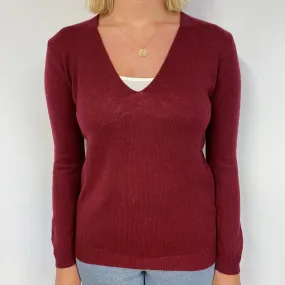 Theory Wine Red Cashmere V-Neck Boxy Jumper Small