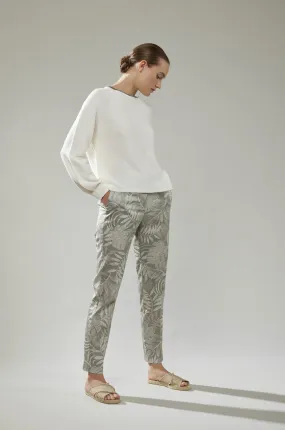 White Khaki Trim Pullover
