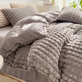 Winter thickened milk velvet four-piece double-sided milk quilt cover baby plus velvet bed sheet four-pieces