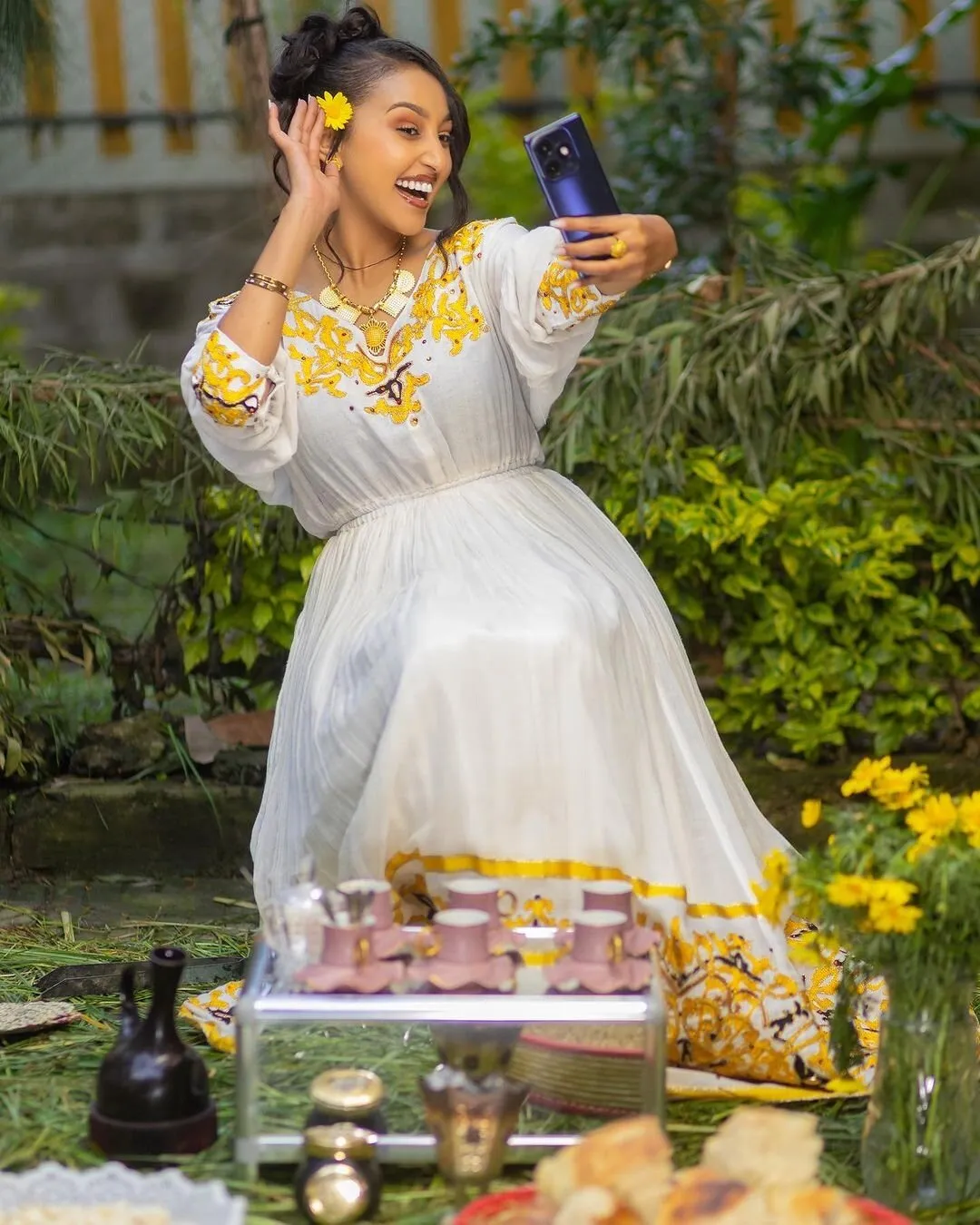 Yellow designs habesha dress for new year vibrant Habesha Kemis